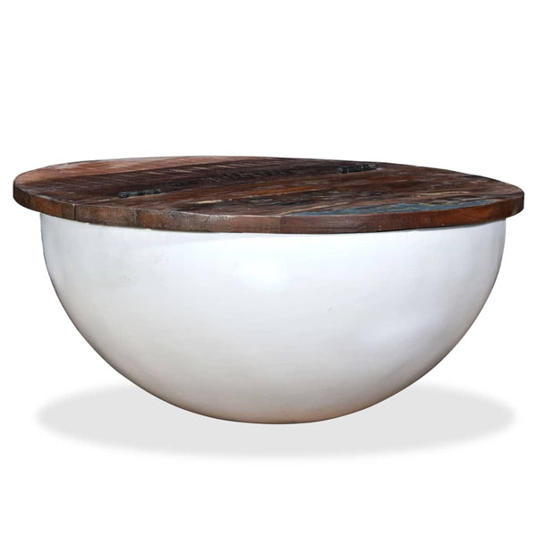 vidaXL Coffee Table Solid Reclaimed Wood White Shell-Shaped