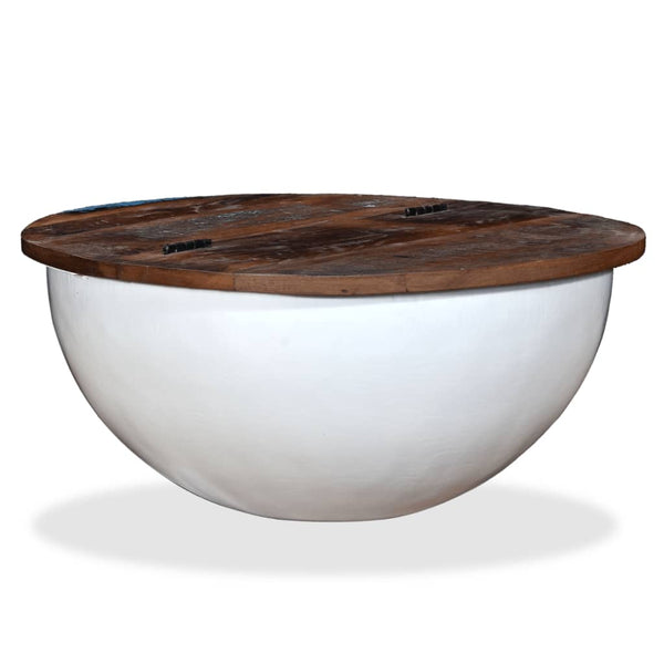 vidaXL Coffee Table Solid Reclaimed Wood White Shell-Shaped