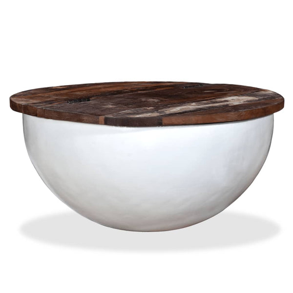vidaXL Coffee Table Solid Reclaimed Wood White Shell-Shaped
