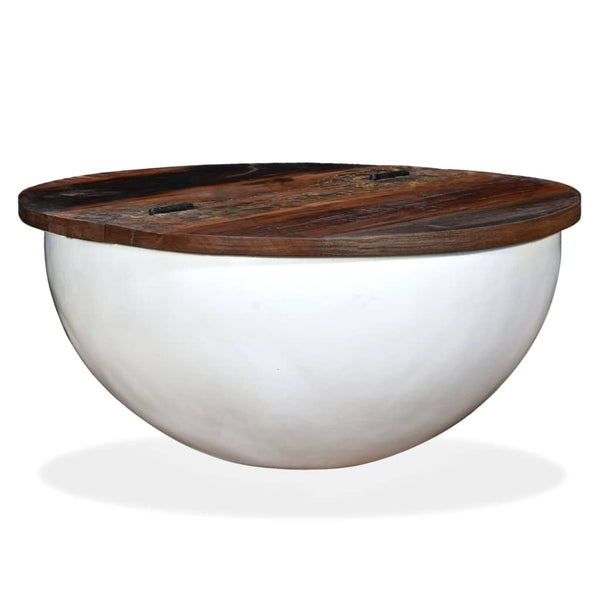 vidaXL Coffee Table Solid Reclaimed Wood White Shell-Shaped