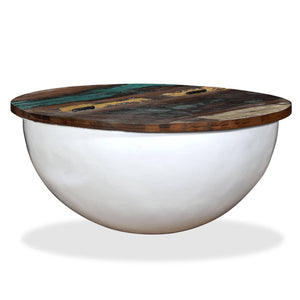 vidaXL Coffee Table Solid Reclaimed Wood White Shell-Shaped