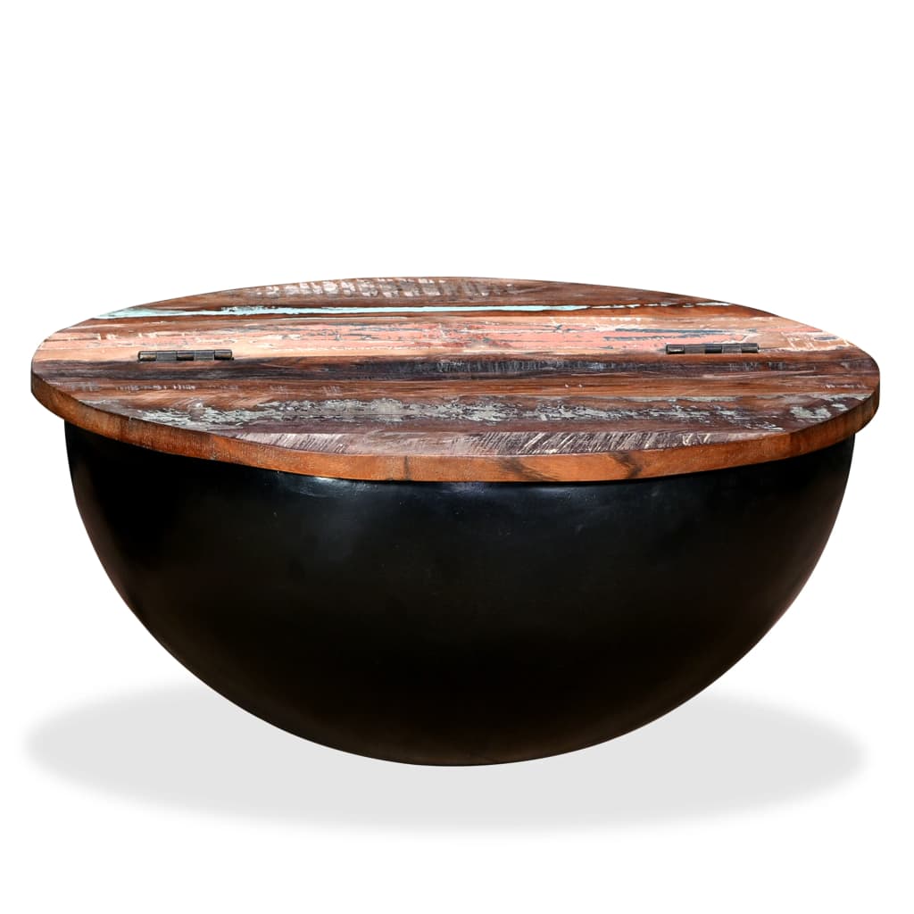 vidaXL Coffee Table Solid Reclaimed Wood Black Shell-shaped