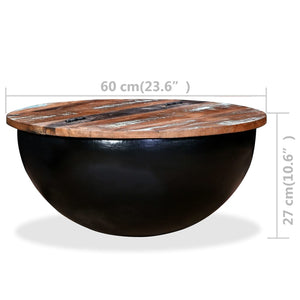 vidaXL Coffee Table Solid Reclaimed Wood Black Shell-shaped