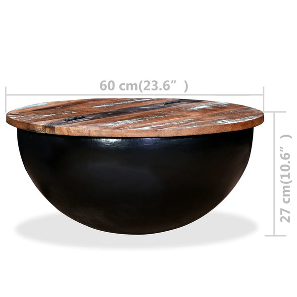 vidaXL Coffee Table Solid Reclaimed Wood Black Shell-shaped
