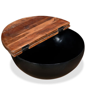 vidaXL Coffee Table Solid Reclaimed Wood Black Shell-shaped