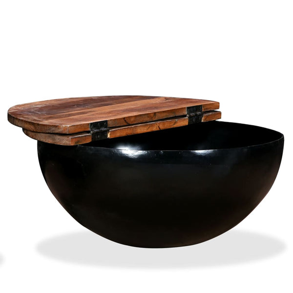vidaXL Coffee Table Solid Reclaimed Wood Black Shell-shaped