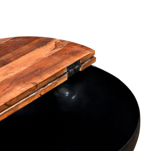 vidaXL Coffee Table Solid Reclaimed Wood Black Shell-shaped