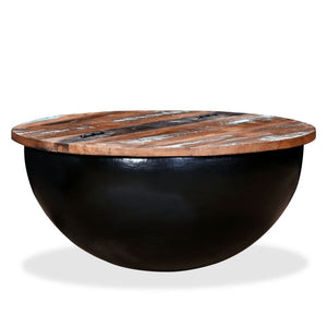 vidaXL Coffee Table Solid Reclaimed Wood Black Shell-shaped