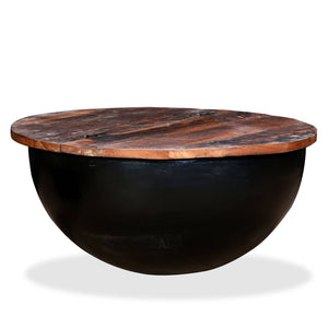vidaXL Coffee Table Solid Reclaimed Wood Black Shell-shaped