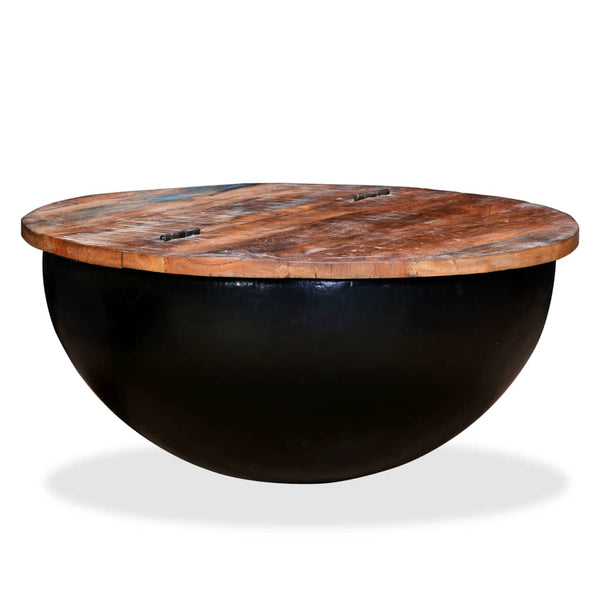 vidaXL Coffee Table Solid Reclaimed Wood Black Shell-shaped