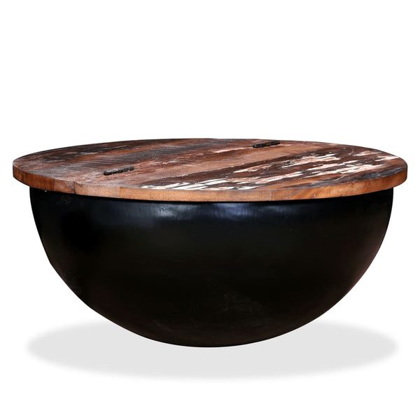 vidaXL Coffee Table Solid Reclaimed Wood Black Shell-shaped