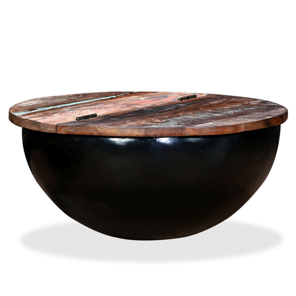 vidaXL Coffee Table Solid Reclaimed Wood Black Shell-shaped