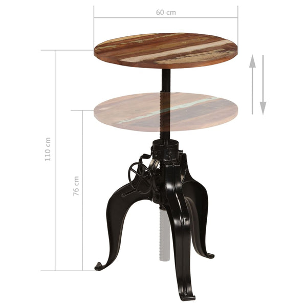 vidaXL Reclaimed Solid Wood Bar Table 60x(76-110) cm