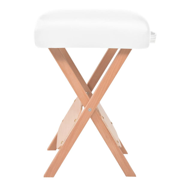 vidaXL Foldable Massage Stool 12 cm Thick Seat & 2 Neck Cushions White