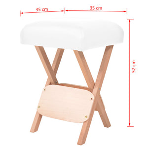 vidaXL Foldable Massage Stool 12 cm Thick Seat & 2 Neck Cushions White