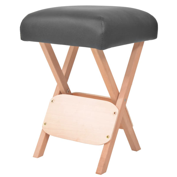 vidaXL Massage Foldable Stool 12 cm Thick Seat & 2 Neck Cushions Black