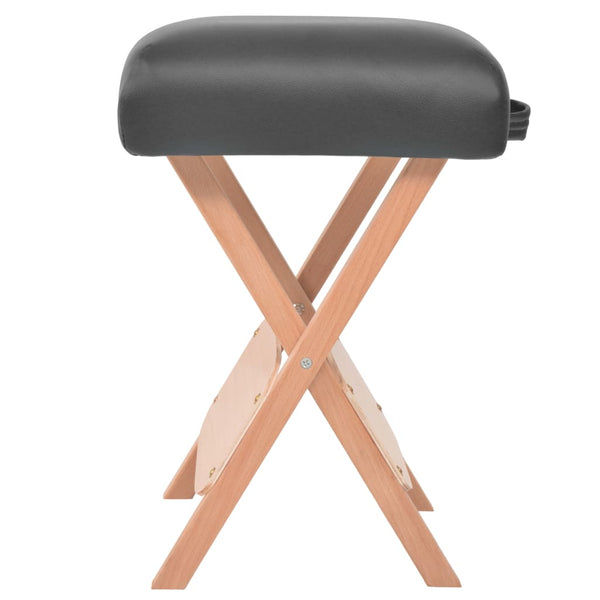 vidaXL Massage Foldable Stool 12 cm Thick Seat & 2 Neck Cushions Black