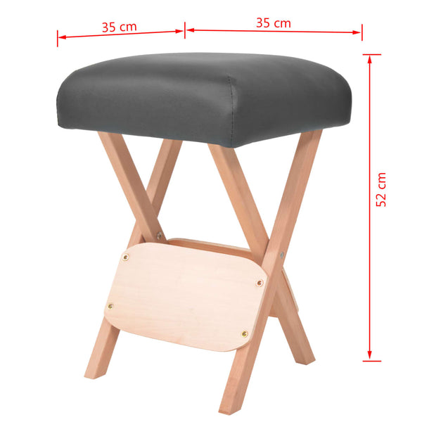vidaXL Massage Foldable Stool 12 cm Thick Seat & 2 Neck Cushions Black