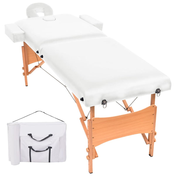 vidaXL Massage Table 2-Zone Foldable 10 cm Seat White