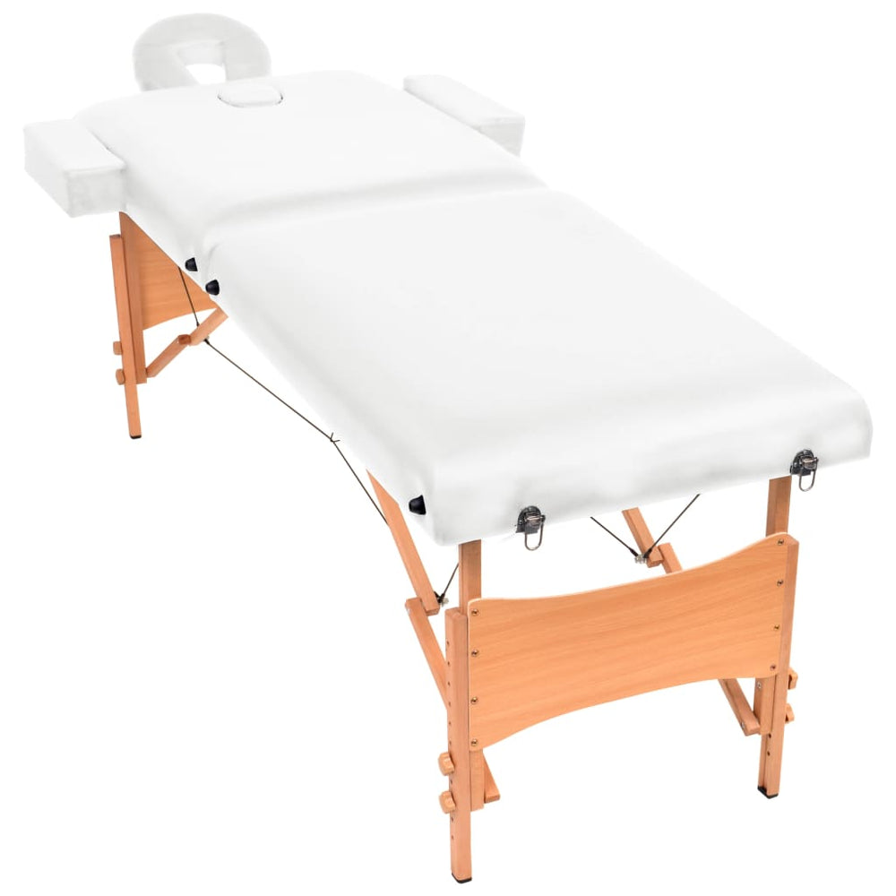 vidaXL Massage Table 2-Zone Foldable 10 cm Seat White