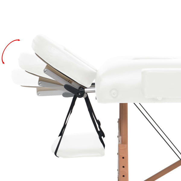 vidaXL Massage Table 2-Zone Foldable 10 cm Seat White
