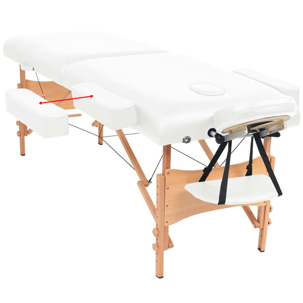 vidaXL Massage Table 2-Zone Foldable 10 cm Seat White