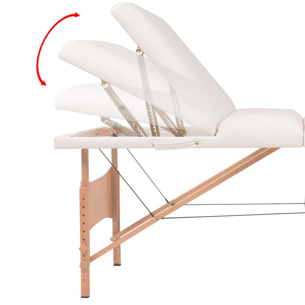 vidaXL 3-Zone Foldable Massage Table 10 cm Seat White