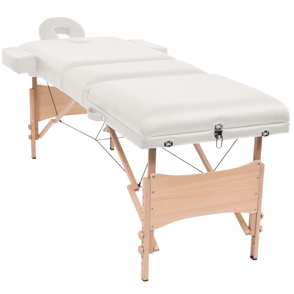 vidaXL 3-Zone Foldable Massage Table 10 cm Seat White