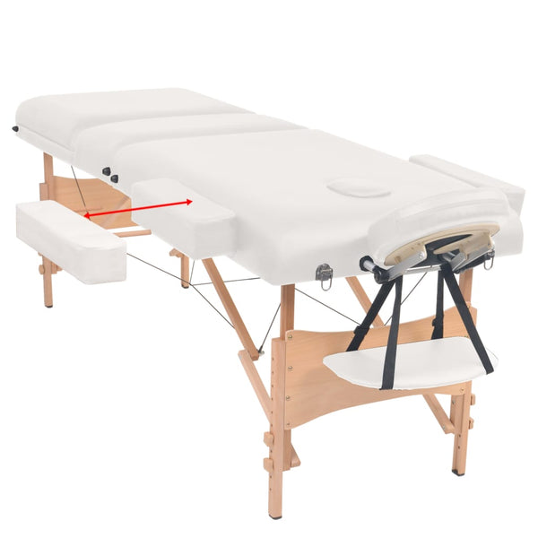 vidaXL 3-Zone Foldable Massage Table 10 cm Seat White