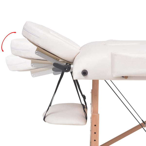 vidaXL 3-Zone Foldable Massage Table 10 cm Seat White