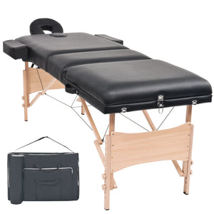 vidaXL 3-Zone Portable Massage Table 10 cm Padding Black