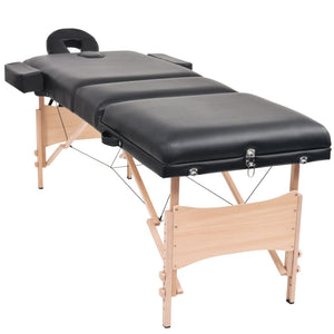 vidaXL 3-Zone Portable Massage Table 10 cm Padding Black