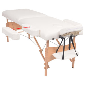 vidaXL 2-Zone Foldable Massage Table with Stool 10 cm Seat White
