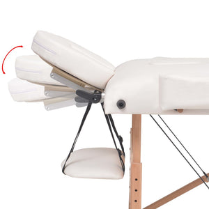 vidaXL 2-Zone Foldable Massage Table with Stool 10 cm Seat White