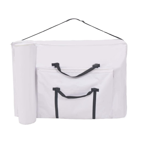 vidaXL 2-Zone Foldable Massage Table with Stool 10 cm Seat White