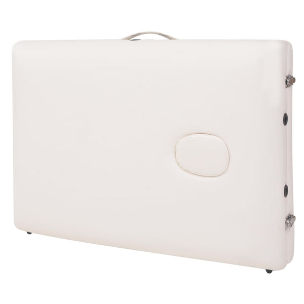 vidaXL 2-Zone Foldable Massage Table with Stool 10 cm Seat White