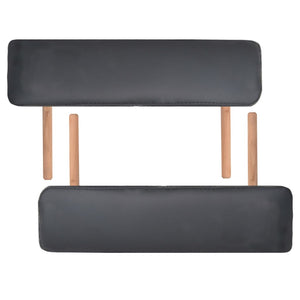 vidaXL 2-Zone Massage Table with Stool Foldable 10 cm Seat Black