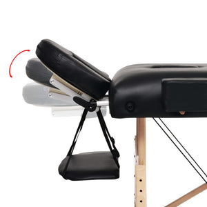 vidaXL 2-Zone Massage Table with Stool Foldable 10 cm Seat Black