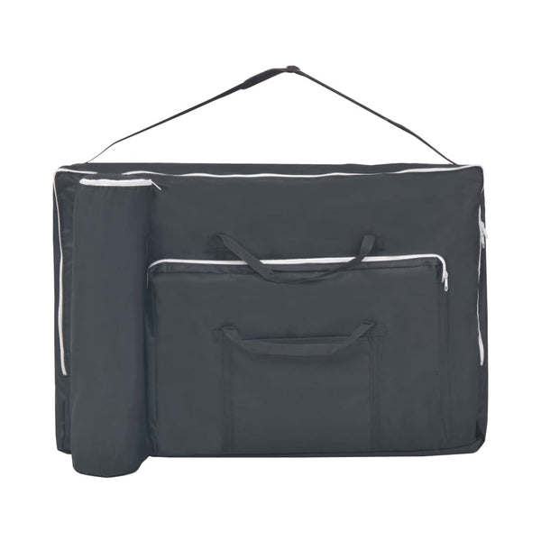 vidaXL 2-Zone Massage Table with Stool Foldable 10 cm Seat Black