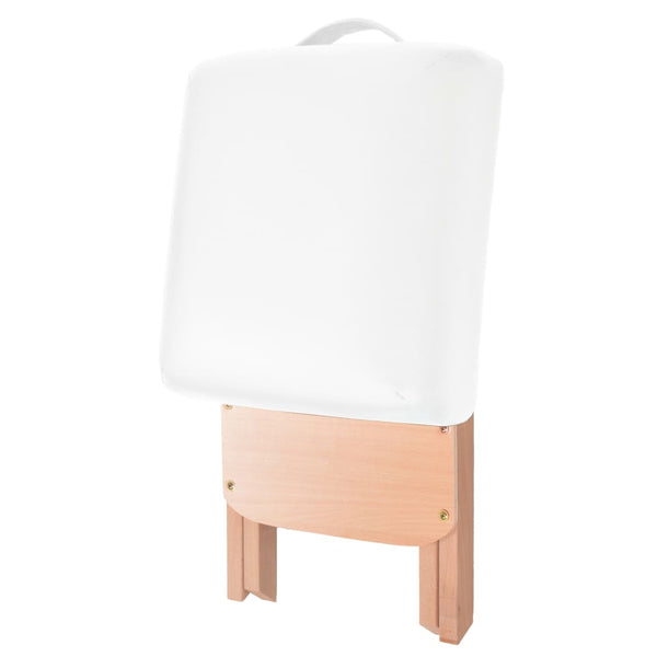 vidaXL 3-Zone Foldable Massage Table with Stool 10 cm Seat White