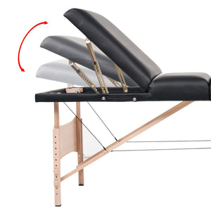 vidaXL 3-Zone Massage Bed with Foldable Stool 10 cm Seat Black