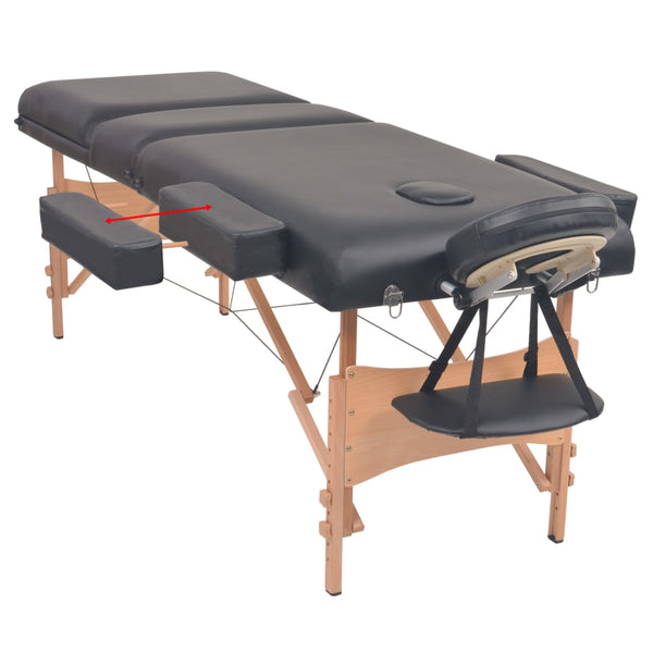 vidaXL 3-Zone Massage Bed with Foldable Stool 10 cm Seat Black