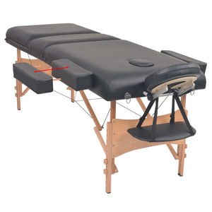 vidaXL 3-Zone Massage Bed with Foldable Stool 10 cm Seat Black