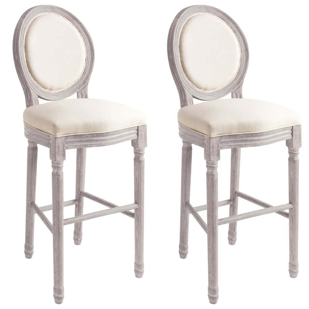 vidaXL Bar Stools 2 pcs White Linen