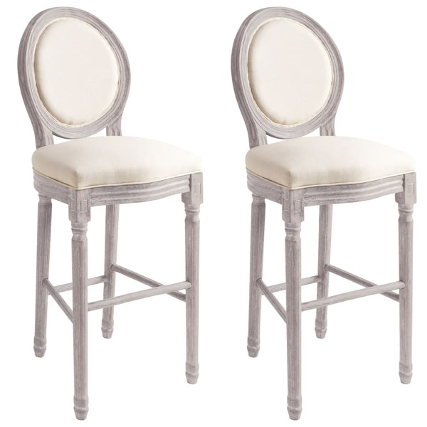 vidaXL Bar Stools 2 pcs White Linen