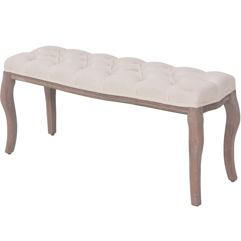 vidaXL Bench Linen Solid Wood 110 x 38 x 48 cm Cream