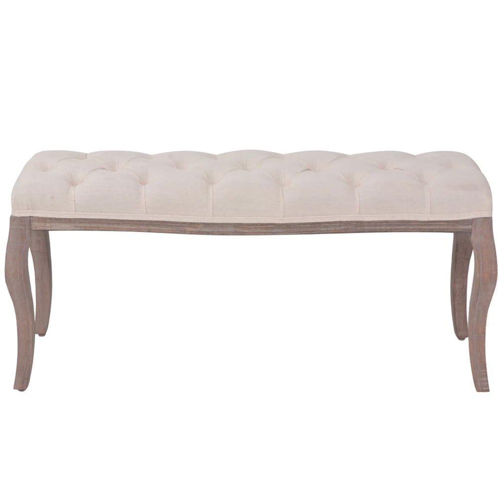 vidaXL Bench Linen Solid Wood 110 x 38 x 48 cm Cream
