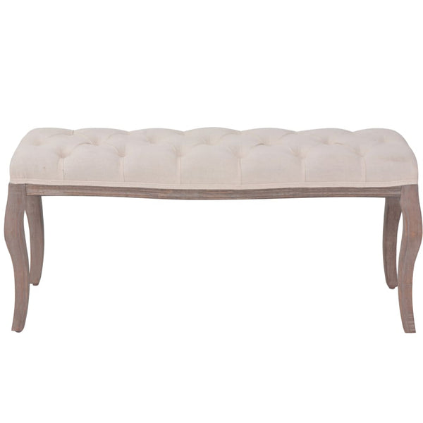 vidaXL Bench Linen Solid Wood 110 x 38 x 48 cm Cream