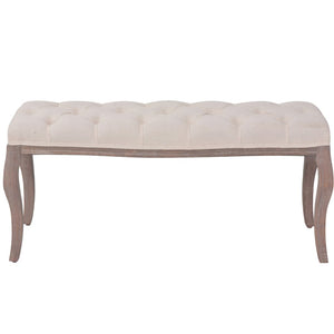 vidaXL Bench Linen Solid Wood 110 x 38 x 48 cm Cream