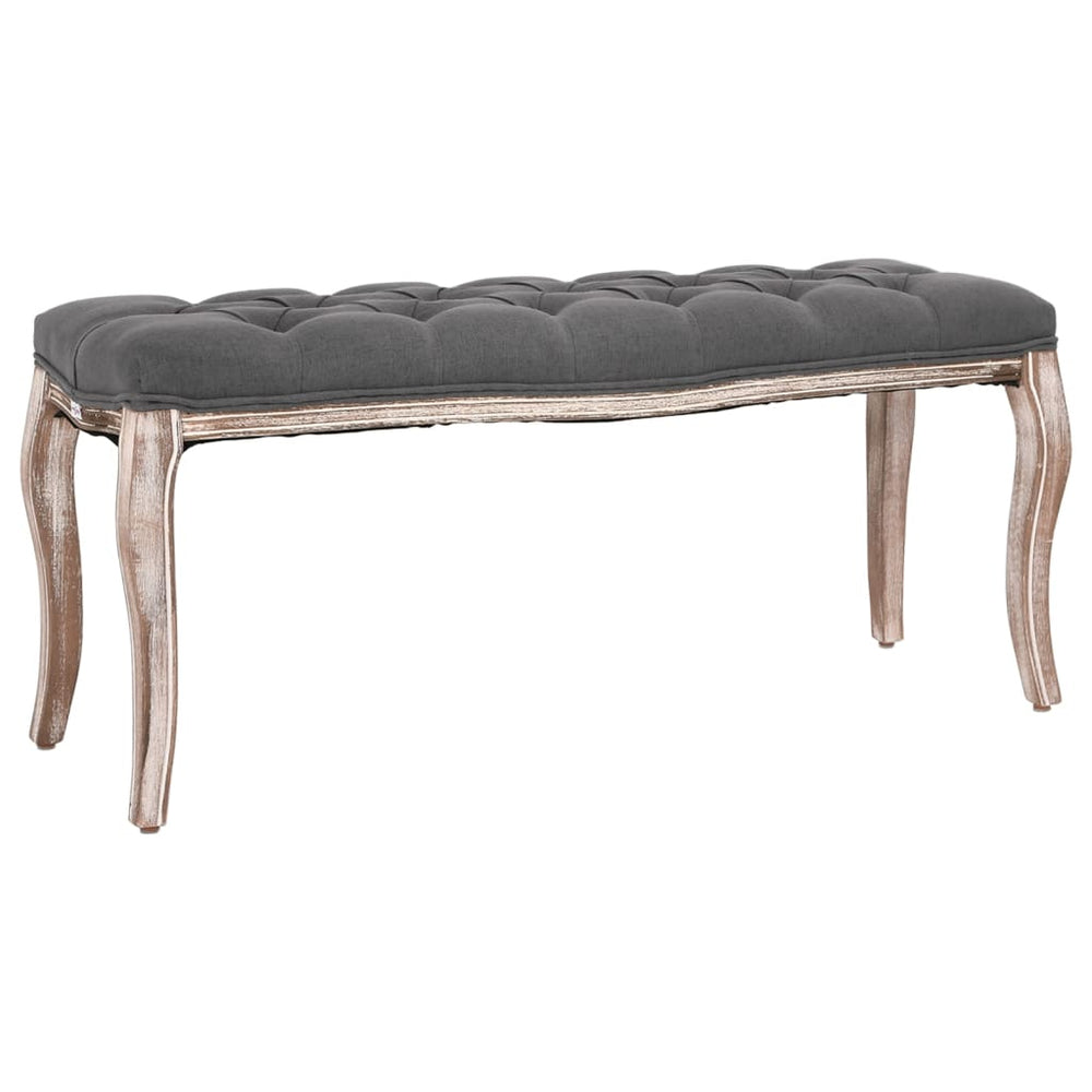 vidaXL Linen Bench Solid Wood 110x38x48 cm Dark Grey